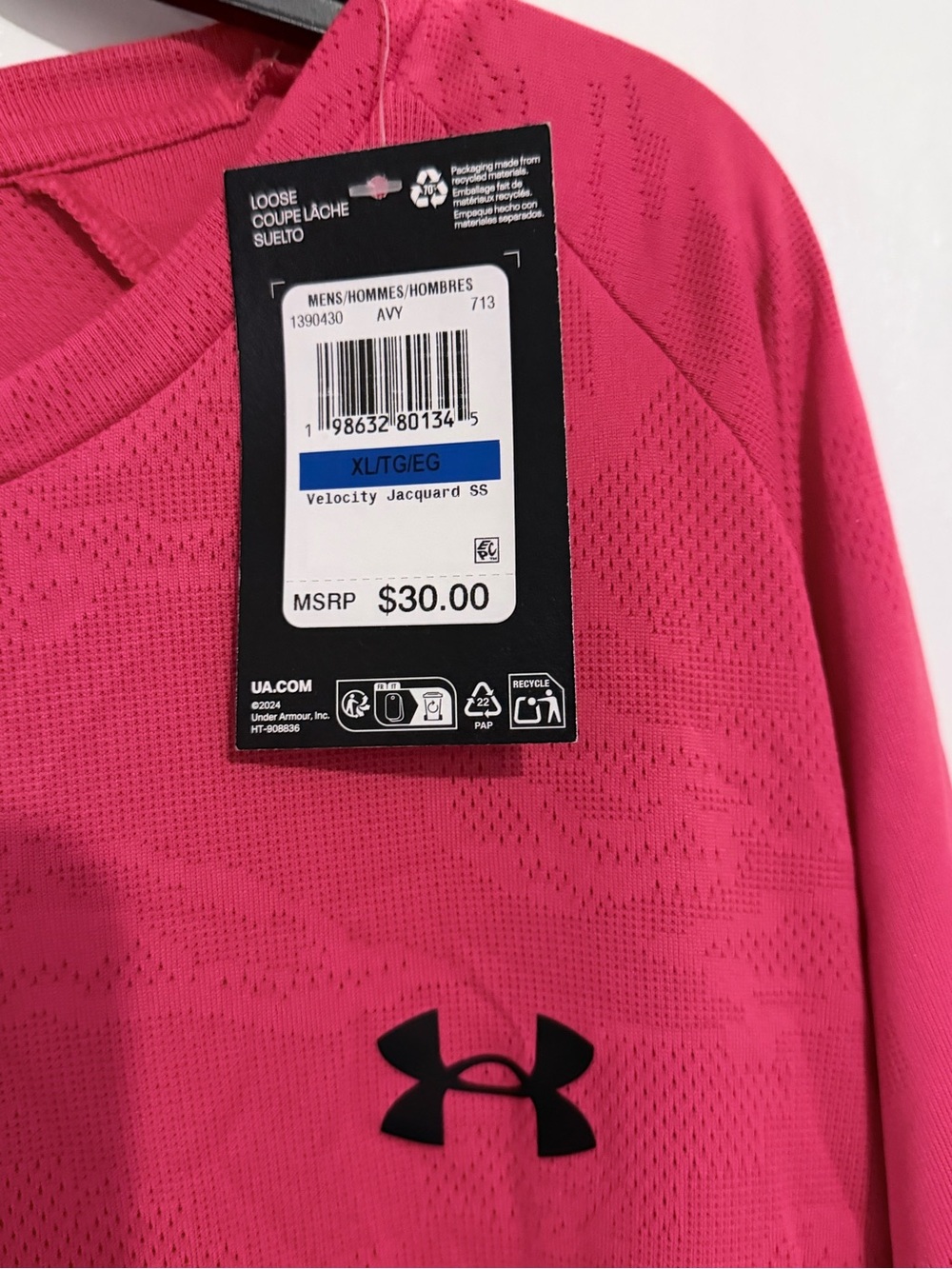 Under Armour Men’s red Short-Sleeve Performance Shirt velocity jacquard - Picture 3 of 8